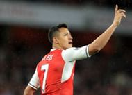 LONDON, ENGLAND - MAY 16: Alexis Sanchez of Arsenal celebrates scoring his sides first goal during the Premier League match between Arsenal and Sunderland at Emirates Stadium on May 16, 2017 in London, England. (Photo by Richard Heathcote/Getty Images)