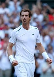 LONDON, ENGLAND - JULY 07: Andy Murray of Great Britain celebrates victory after the Gentlemen's Singles third round match against Fabio Fognini of Italy on day five of the Wimbledon Lawn Tennis Championships at the All England Lawn Tennis and Croquet Club on July 7, 2017 in London, England. (Photo by Michael Steele/Getty Images)