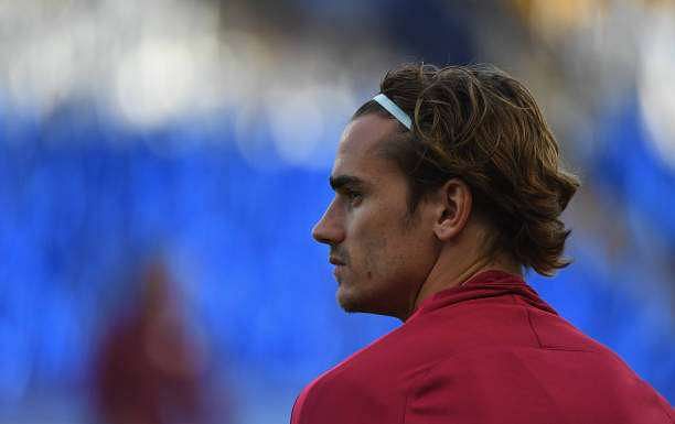 LEICESTER, ENGLAND - APRIL 17:  Antoine Griezmann of Atletico Madrid pictured during a training session at The King Power Stadium on April 17, 2017 in Leicester, England.  (Photo by Ross Kinnaird/Getty Images)