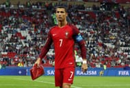 KAZAN, RUSSIA - JUNE 28: Cristiano Ronaldo of Portugal is seen after exchanging a pennant prior to the FIFA Confederations Cup Russia 2017 Semi-Final between Portugal and Chile at Kazan Arena on June 28, 2017 in Kazan, Russia. (Photo by Ian Walton/Getty Images)