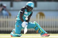 SYDNEY, AUSTRALIA - DECEMBER 11: Deandra Dottin of the Heat plays a reverse sweep shot during the Women's Big Bash League match between the Sydney Sixers and the Brisbane Heat at North Sydney Oval on December 11, 2016 in Sydney, Australia. (Photo by Matt King/Getty Images)