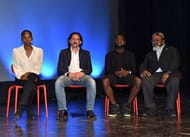 BARI, ITALY - MAY 26: Fiona May, Igor Protti, Kingsley Boateng and Komla-Ebri Kossi attend during the Italian Football Federation against racism event 'Razzisti? Una brutta razza' on May 26, 2015 in Bari, Italy. (Photo by Giuseppe Bellini/Getty Images)