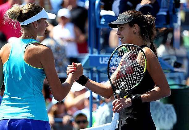NEW YORK, NY - AUGUST 28:  Karolina Pliskova (L) of the Czech Republic shakes hands with Ana Ivanovic (R) of Serbia after their women&#039;s singles second round match on Day Four of the 2014 US Open at the USTA Billie Jean King National Tennis Center on August 28, 2014 in the Flushing neighborhood of the Queens borough of New York City.  (Photo by Streeter Lecka/Getty Images)
