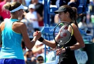 NEW YORK, NY - AUGUST 28: Karolina Pliskova (L) of the Czech Republic shakes hands with Ana Ivanovic (R) of Serbia after their women's singles second round match on Day Four of the 2014 US Open at the USTA Billie Jean King National Tennis Center on August 28, 2014 in the Flushing neighborhood of the Queens borough of New York City. (Photo by Streeter Lecka/Getty Images)