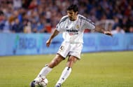 LA CORUNA, SPAIN - MAY 1: Luis Figo of Real Madrid in action during the Spanish Primera Liga match between Deportivo de La Coruna and Real Madrid at the Riazor Stadilum on May 1, 2004 in La Coruna, Spain. (Photo by Carlos Alvarez/Getty Images)