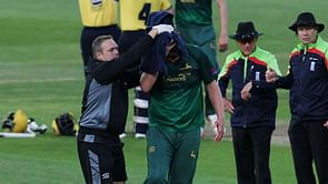 Nottinghamshire bowler suffers freak blow to the head to spark injury fears