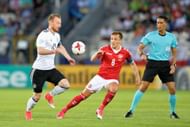 KRAKOW, POLAND - JUNE 21: Maximilian Arnold of Germany attempts to take the ball past Lasse Vigen Christensen of Denmark during the UEFA European Under-21 Championship Group C match between Germany and Denmark at Krakow Stadium on June 21, 2017 in Krakow, Poland. (Photo by Adam Nurkiewicz/Getty Images)