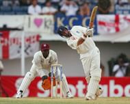 KINGSTON, JAMAICA - MARCH 12: Nasser Hussein of England batting during the Cable and Wireless 1st Test match between the West Indies and England at the Sabina Park Cricket Ground on March 12, 2004 in Kingston, Jamaica. (Photo by Ben Radford/Getty Images)