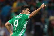 SOCHI, RUSSIA - JUNE 21: Raul Jimenez of Mexico celebrates scoring his sides first goal during the FIFA Confederations Cup Russia 2017 Group A match between Mexico and New Zealand at Fisht Olympic Stadium on June 21, 2017 in Sochi, Russia. (Photo by Buda Mendes/Getty Images)