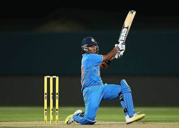 HOBART, AUSTRALIA - FEBRUARY 07: Shikha Pandey of India bats during game three of the one day international series between Australia and India at Blundstone Arena on February 7, 2016 in Hobart, Australia.  (Photo by Robert Cianflone/Getty Images)