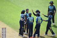 DERBY, ENGLAND - JULY 09: Sripali Weerakkody of Sri Lanka celebrates with her team mates during the ICC Women's World Cup 2017 match between West Indies and Sri Lanka at The 3aaa County Ground on July 5, 2017 in Derby, England. (Photo by Nathan Stirk/Getty Images)
