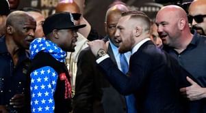 Boxing News: Conor McGregor rocks a suit with F-bombs printed on it on first stop in MayMac press tour