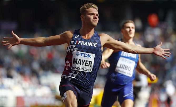 Perfectionist Mayer leads at halfway in decathlon
