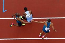 Botswana miss out after baton drop, U.S. run year's fastest time