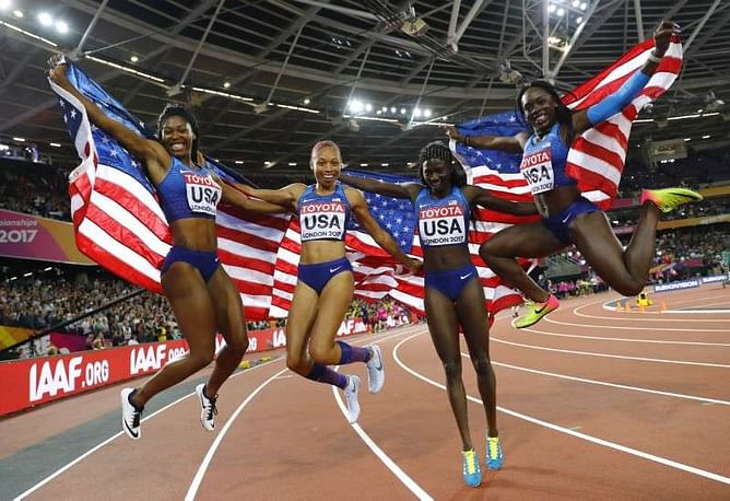 Athletics: U.S. reclaim 4x100m world title, Britain take silver