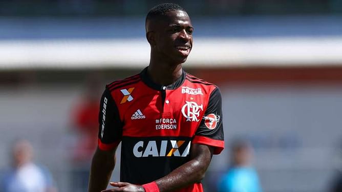 Real Madrid-bound Vinicius scores first professional goal for Flamengo