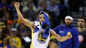 WATCH: Curry's incredible trick shot from off court... with his foot!