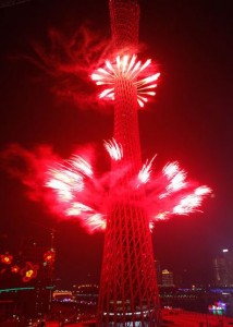 Tower of fireworks